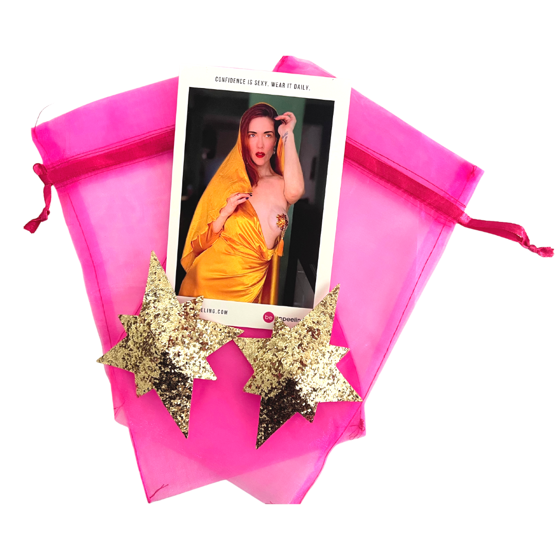 STARLET JONES Gold Glitter Star Nipple Pasties, Covers (2pcs) pour Burlesque, Lingerie, Raves, Festivals et Carnaval