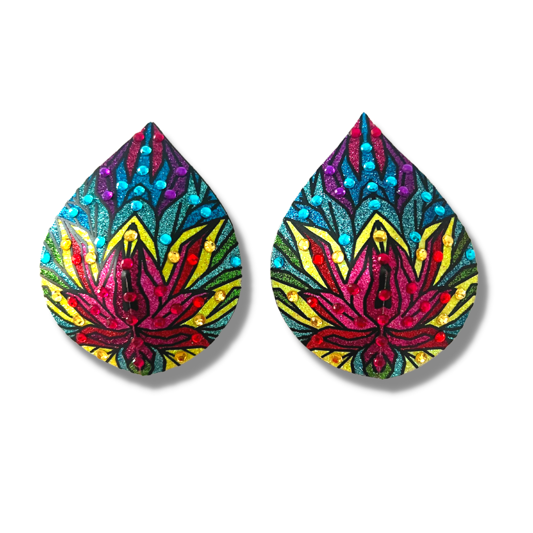 PASSION FRUIT Multicolour Glitter & Gem Teardrop Nipple Pasty, Cover (2pcs) Burlesque, Lingerie Raves and Festivals