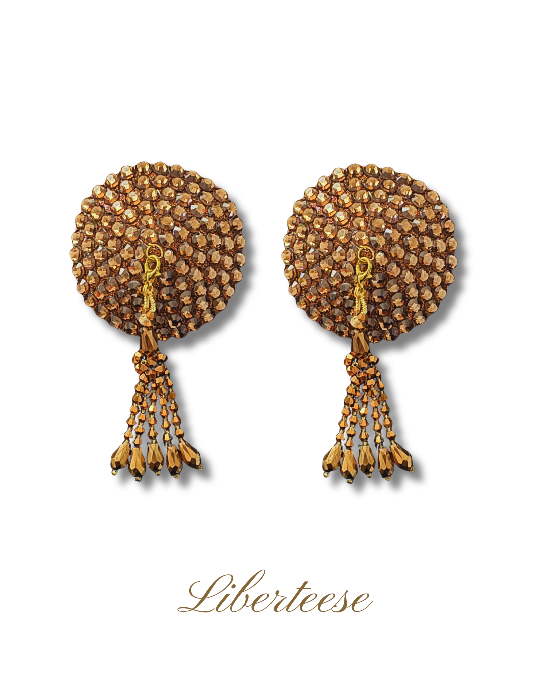DITA VON TEESE Liberteese Smoked Topaz Shimmering Crystal Pasties with Removable Tassels (2pcs)