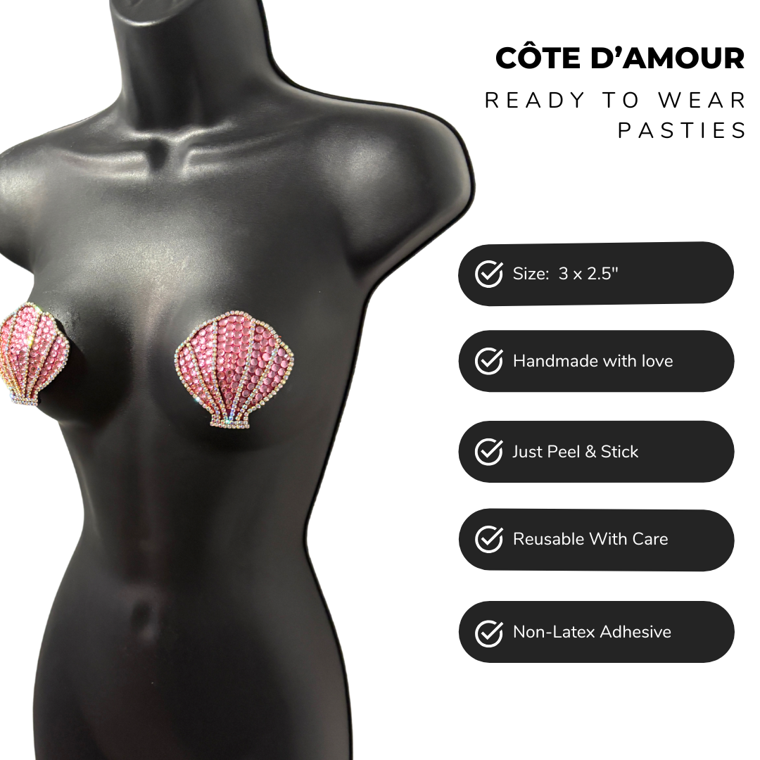 CÔTE d'AMOUR  Rhinestone and Gem Nipple Pasties (2pcs) Available in Pink or Aqua