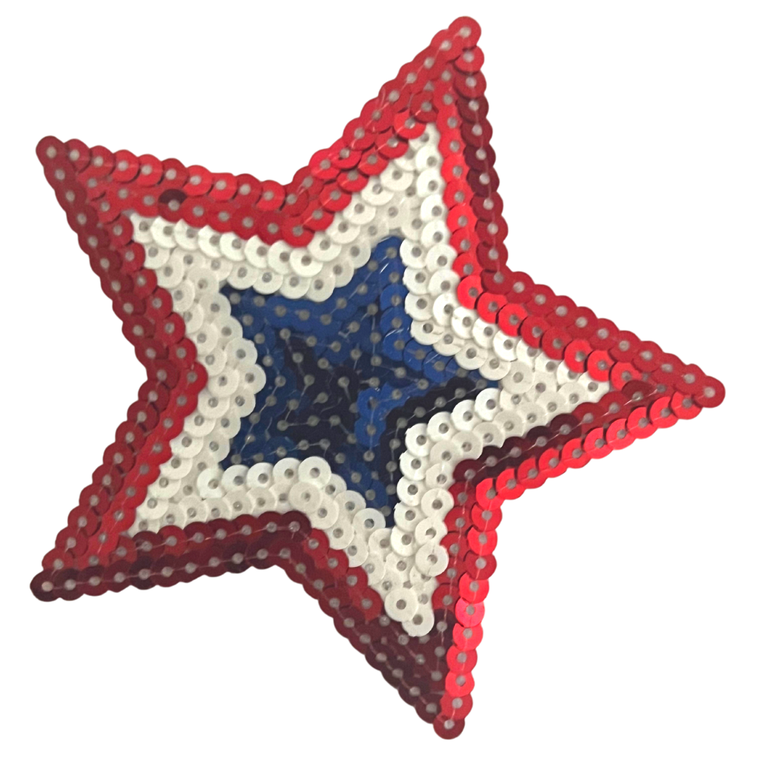 MISS INDEPENDENT Red White &amp; Blue Sequin Star Nipple Pasty, Covers (2 pcs) pour Burlesque, Pride, Lingerie, Raves, Festivals