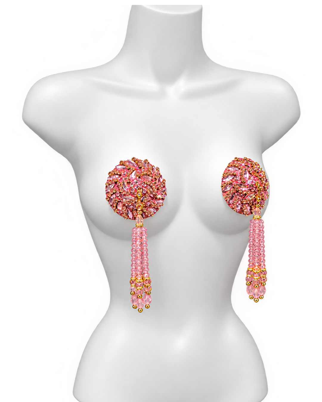 DITA VON TEESE STARLIGHT Pink Rhinestone & Crystal Pasties with Removable Hand-Beaded Tassels (2pcs) Appeeling