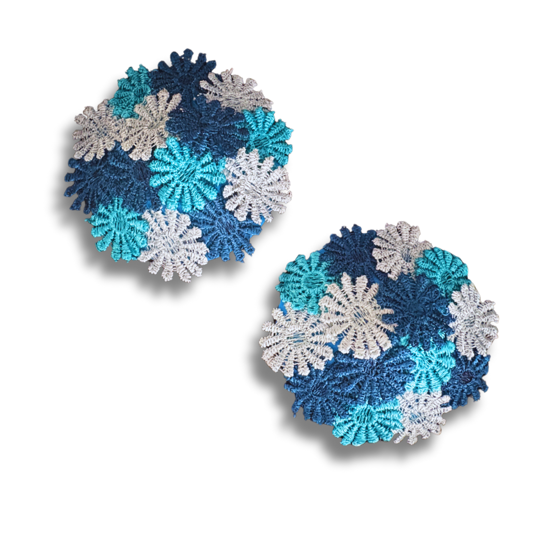 HARVEST BLOOM - Floral Appliqué Nipple Pasties, Pasty (2pcs) Shades of Blue