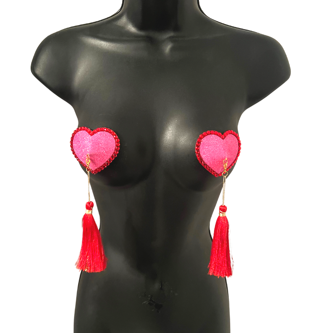 Love Bomb Bundle - 2 paires (4 pcs) Cache-tétons en forme de cœur pour les festivals de lingerie burlesque Saint-Valentin – VENTE