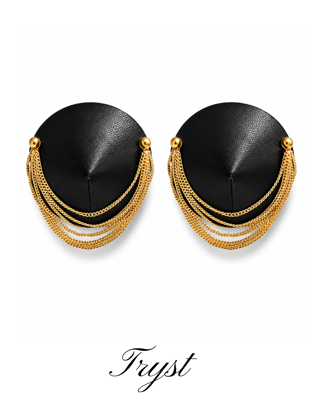 DITA VON TEESE TRYST Leather Conical Pasties with Gold or Silver Metallic Chains (2pcs) Appeeling Gold
