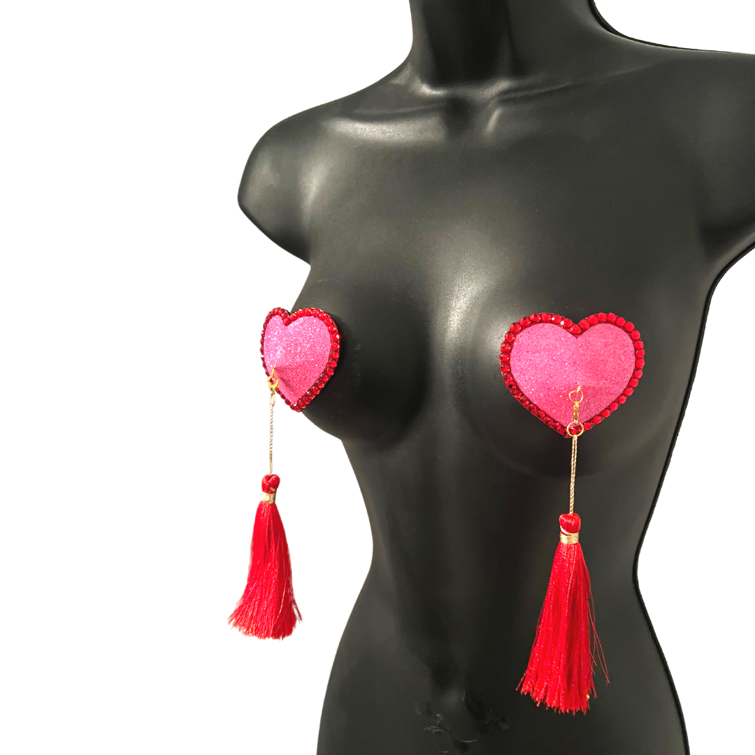 Love Bomb Bundle - 2 paires (4 pcs) Cache-tétons en forme de cœur pour les festivals de lingerie burlesque Saint-Valentin – VENTE