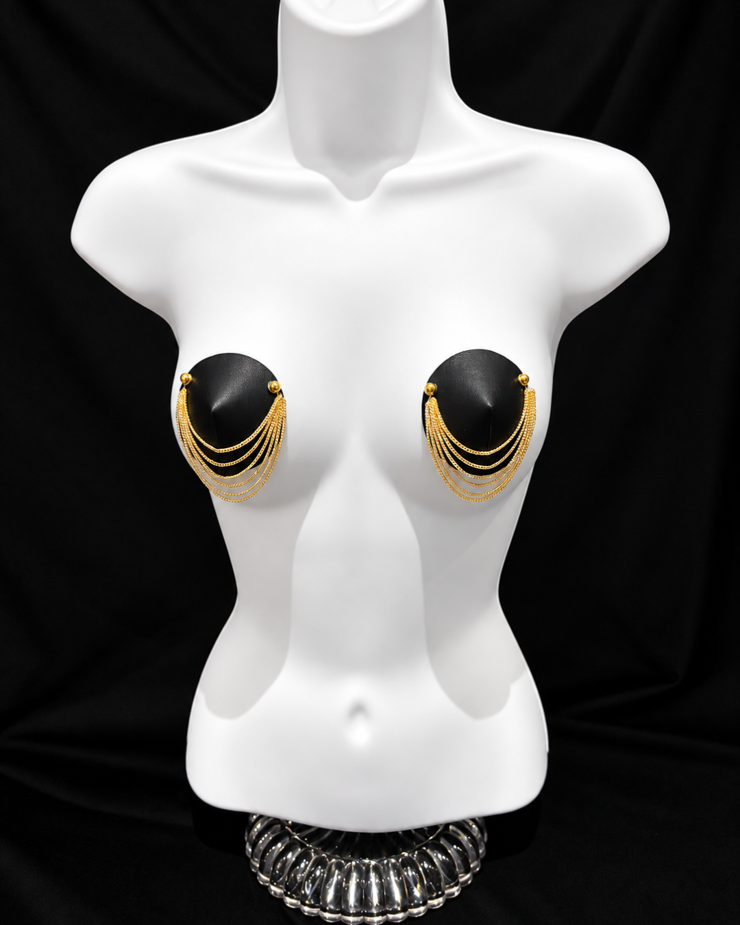 DITA VON TEESE TRYST Leather Conical Pasties with Gold or Silver Metallic Chains (2pcs) Appeeling