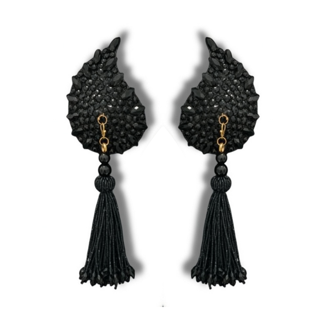 DÉSIRÉE Paisley Gold Gem Nipple Pasties, Pasty (2pcs) - With Removable Tassels Appeeling Black