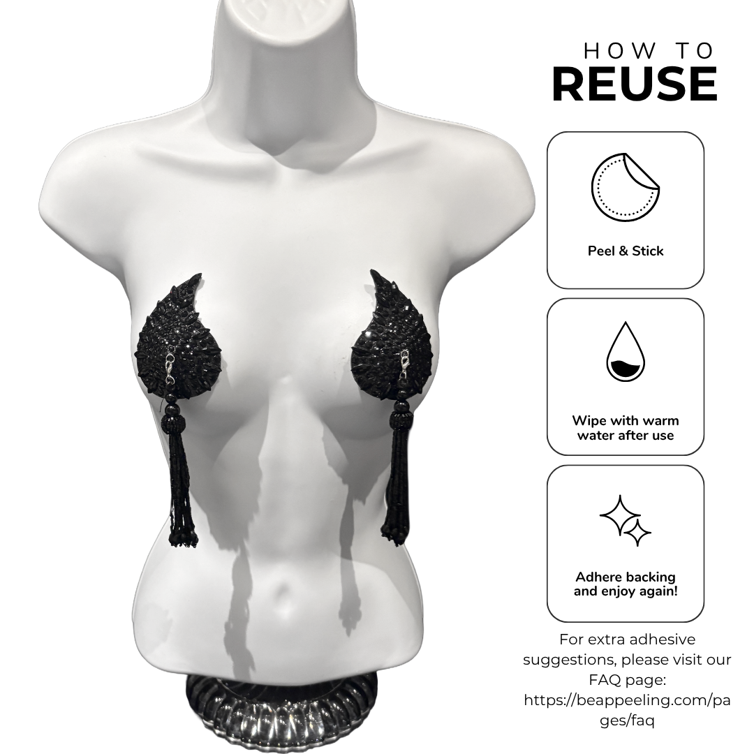 DÉSIRÉE Paisley Black Gem Nipple Pasties, Pasty (2pcs) - With Removable Tassels (Copy)