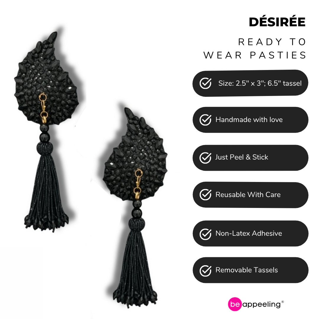 DÉSIRÉE Paisley Black Gem Nipple Pasties, Pasty (2pcs) - With Removable Tassels (Copy)