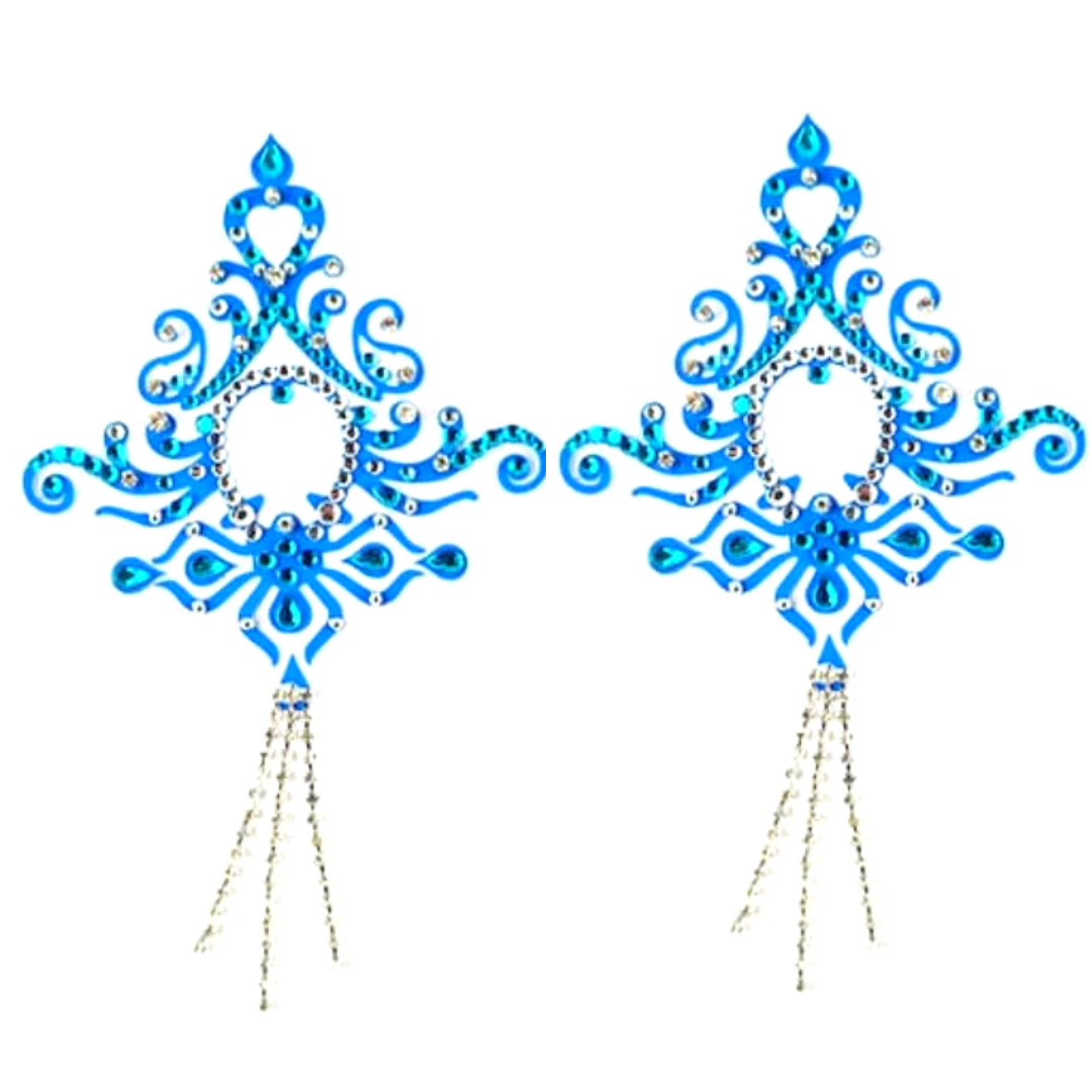 Jasmine Rhinestone & Crystal Intricate Nipple Pasties, Covers (2pcs) for Burlesque Raves Lingerie and Festivals