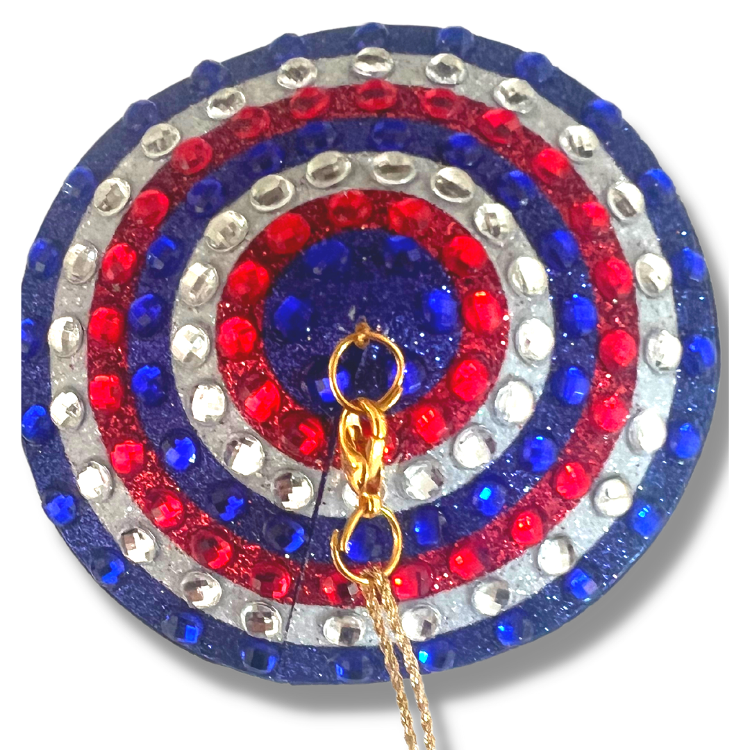 PINUP Red, White and Blue Glitter & Gem, Nipple Cover (2pcs) Pasties with Removable Tassels for Lingerie Carnival Burlesque Rave