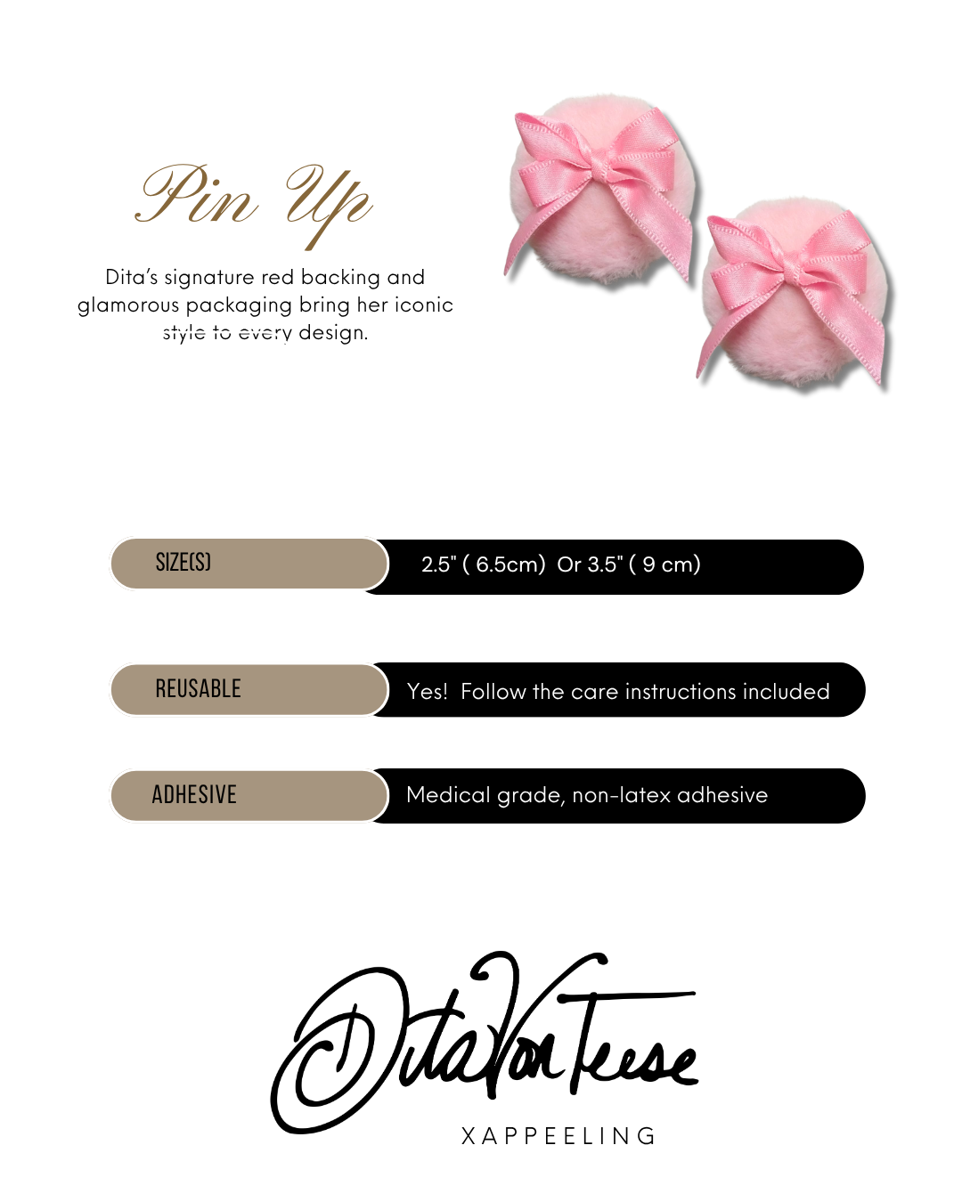 DITA VON TEESE Pin-Up Vintage Powder Puff Pasties (2pcs)