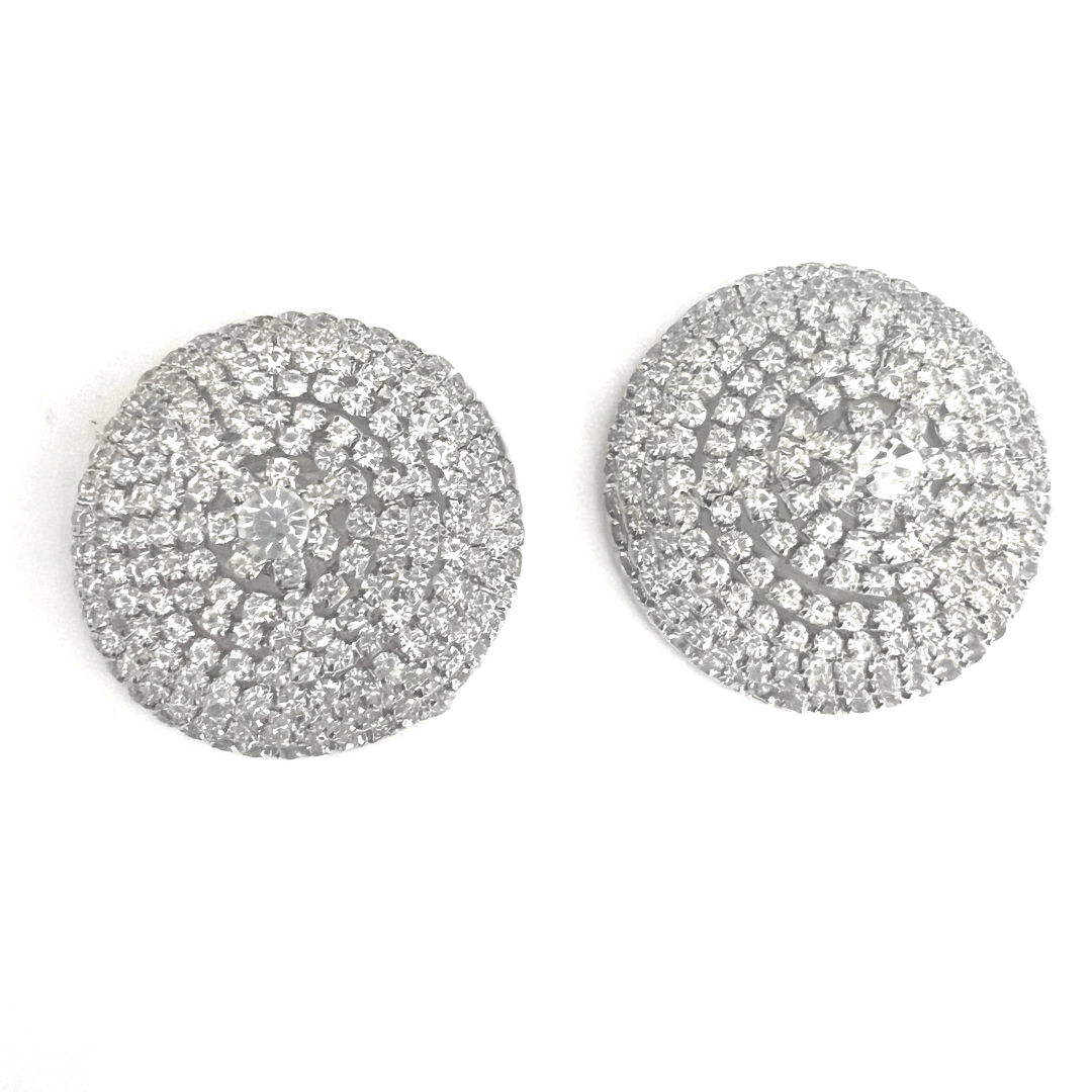 BLONDE AMBITION Rhinestone Silver Conical Pasties, Nipple Covers (2pcs) for Lingerie Burlesque Raves Festivals and More