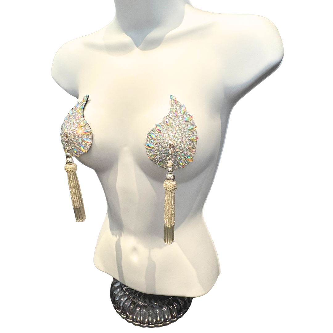 DÉSIRÉE Paisley Silver Gem Nipple Pasties, Pasty (2pcs) - With Removable Tassels (Copy) (Copy)