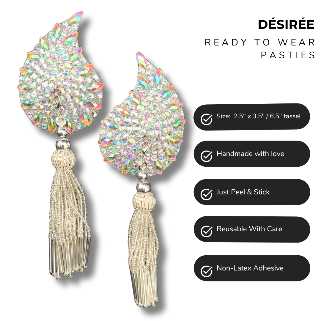 DÉSIRÉE Paisley Red Gem Nipple Pasties, Pasty (2pcs) - With Removable Tassels