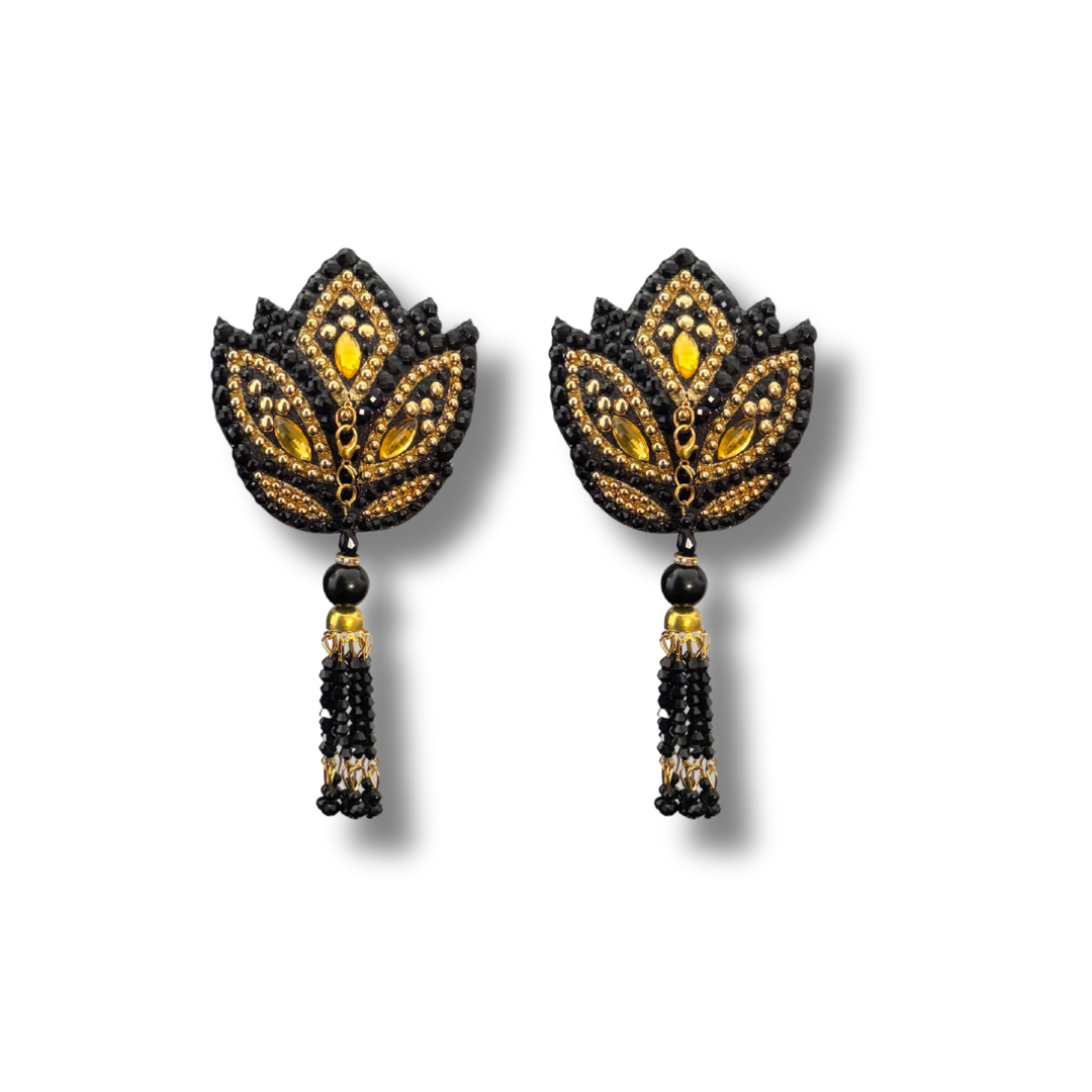 HARLOW BLOOM Black and Gold  Nipple Pasties, Pasty (2pcs) with Removable Tassels (Copy)
