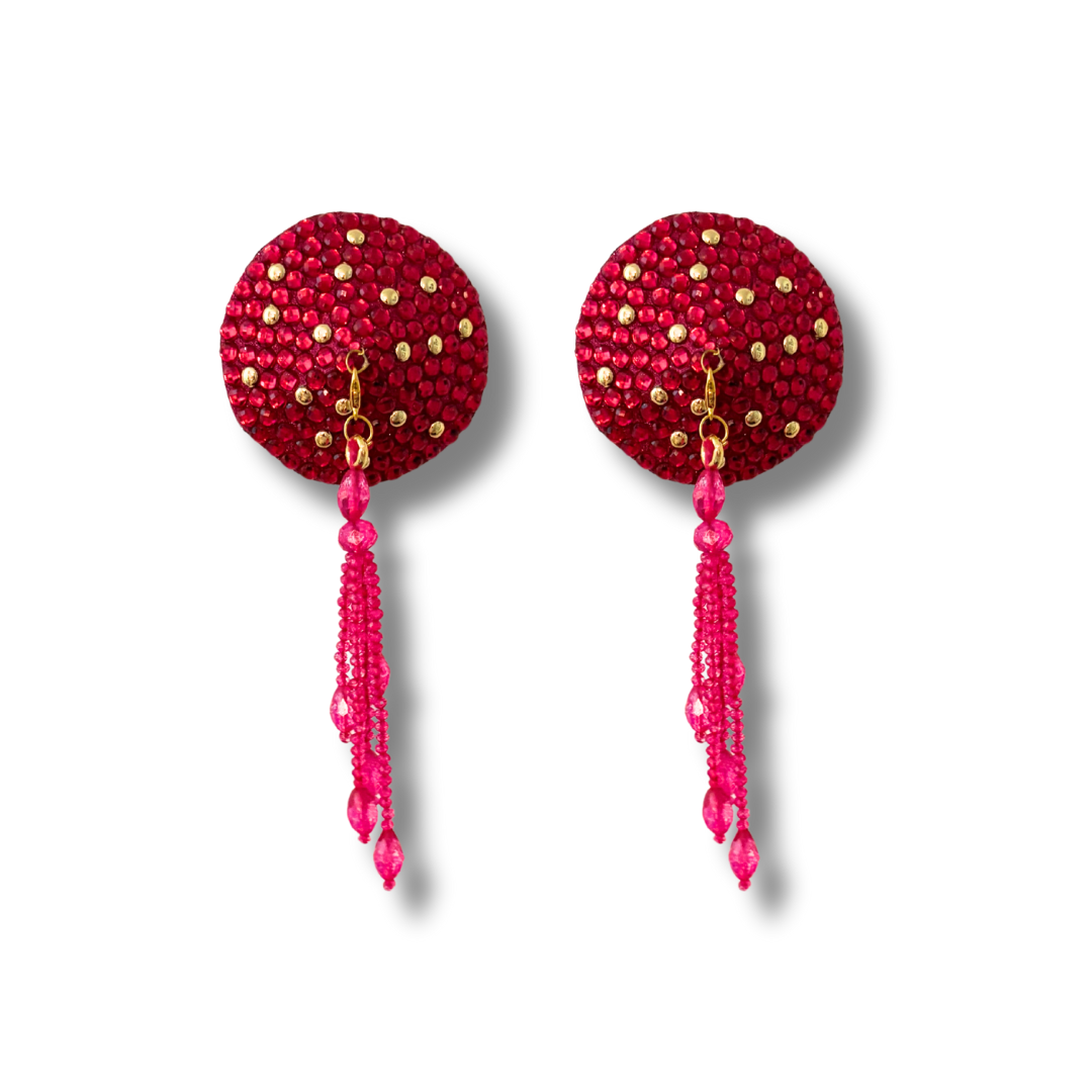 COQUETTE Pink and Gold  Pasties with Removable Tassels (2pcs) Black version available too!