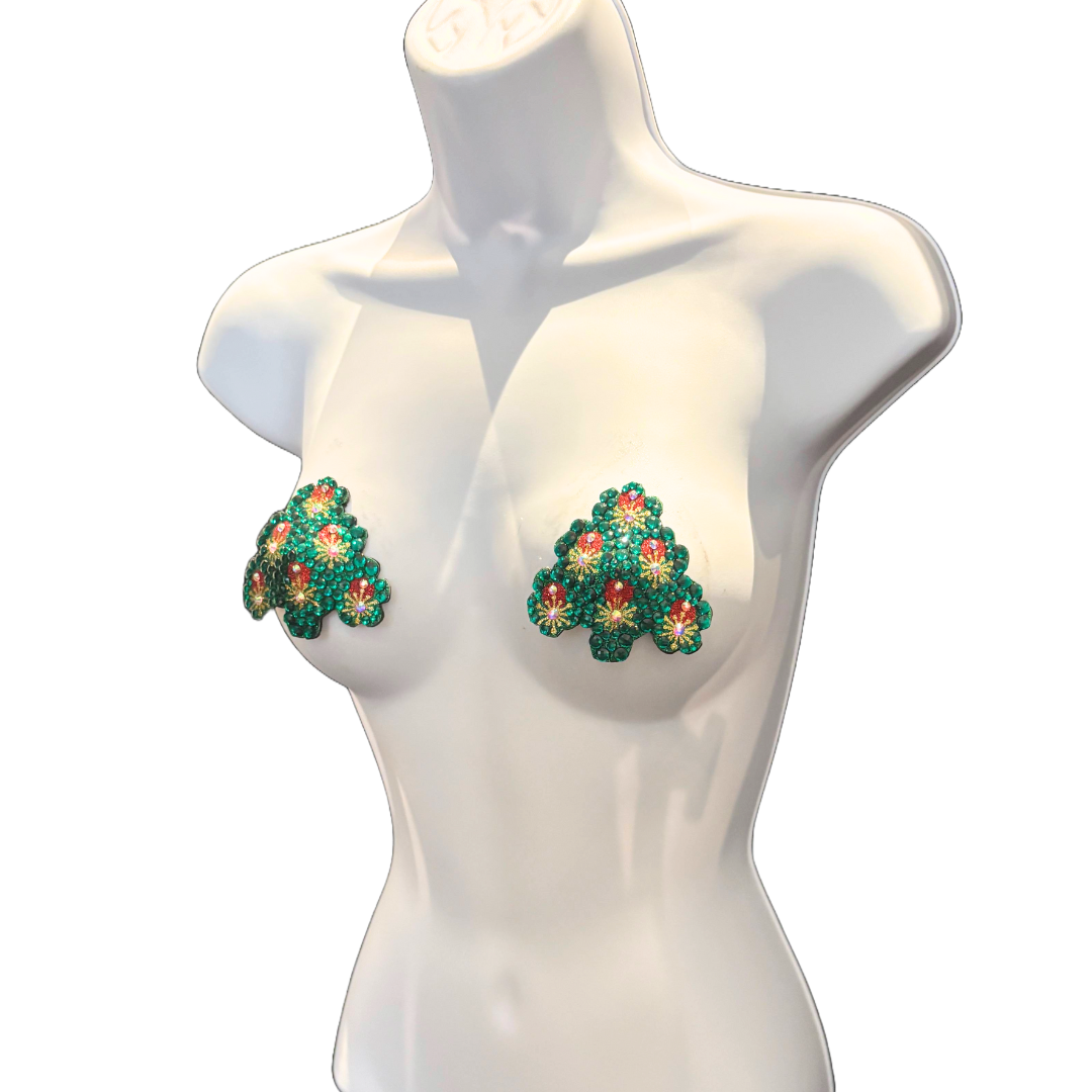 CHEMISTREE Green Christmas Tree Nipple Pasties (2pcs)