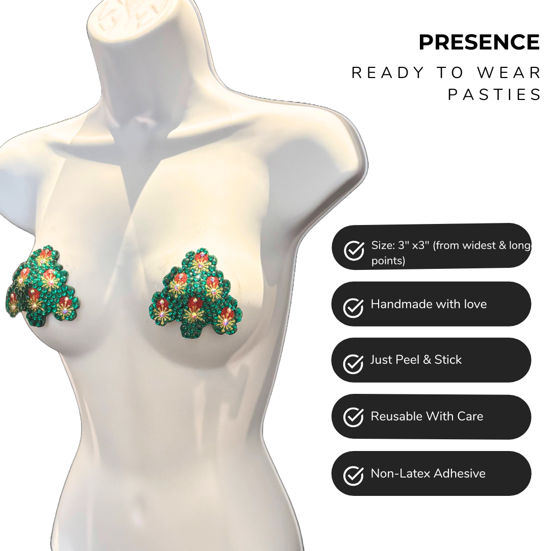 CHEMISTREE Green Christmas Tree Nipple Pasties (2pcs)