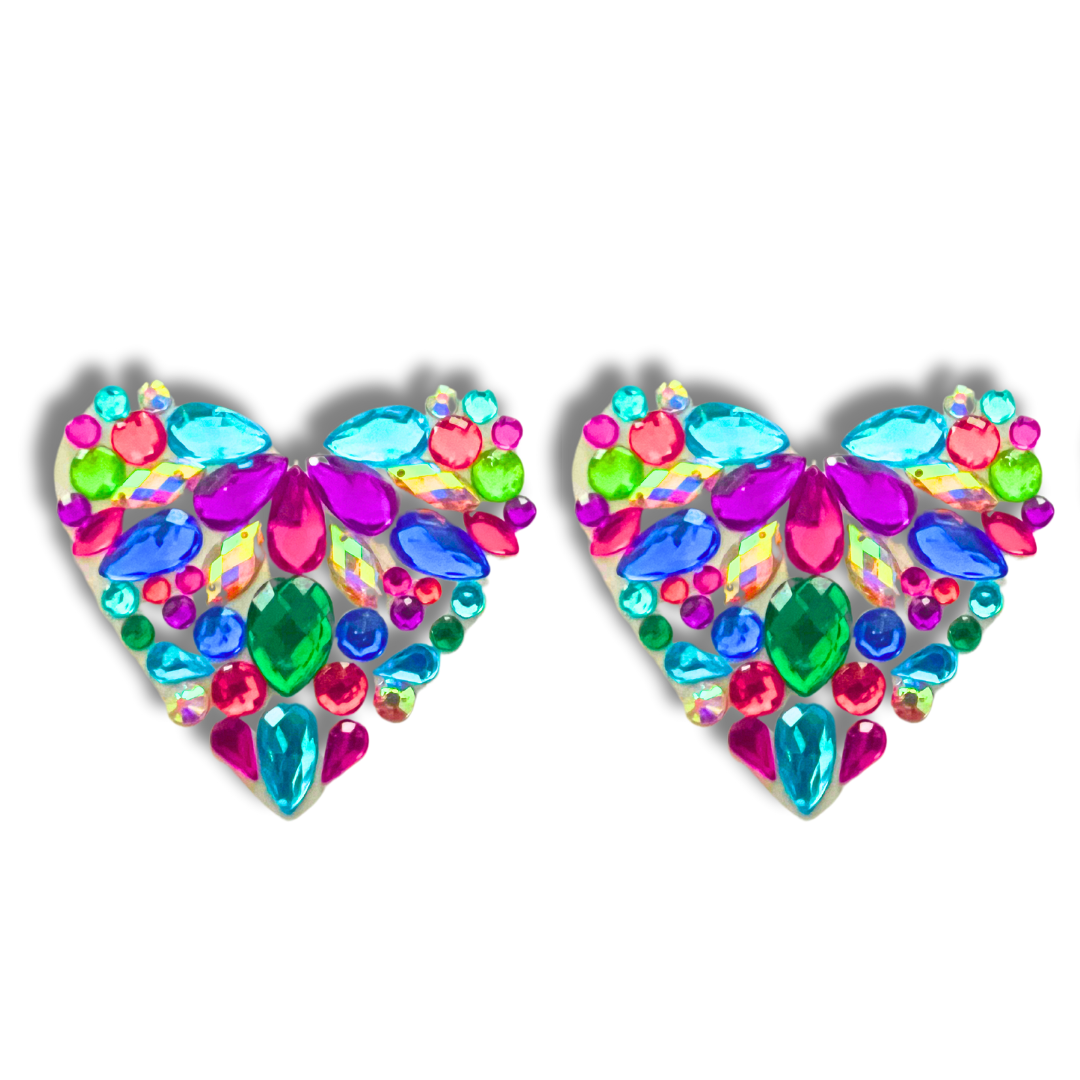 HEARTBREAKER Multicolor Gem Heart Nipple Pasties