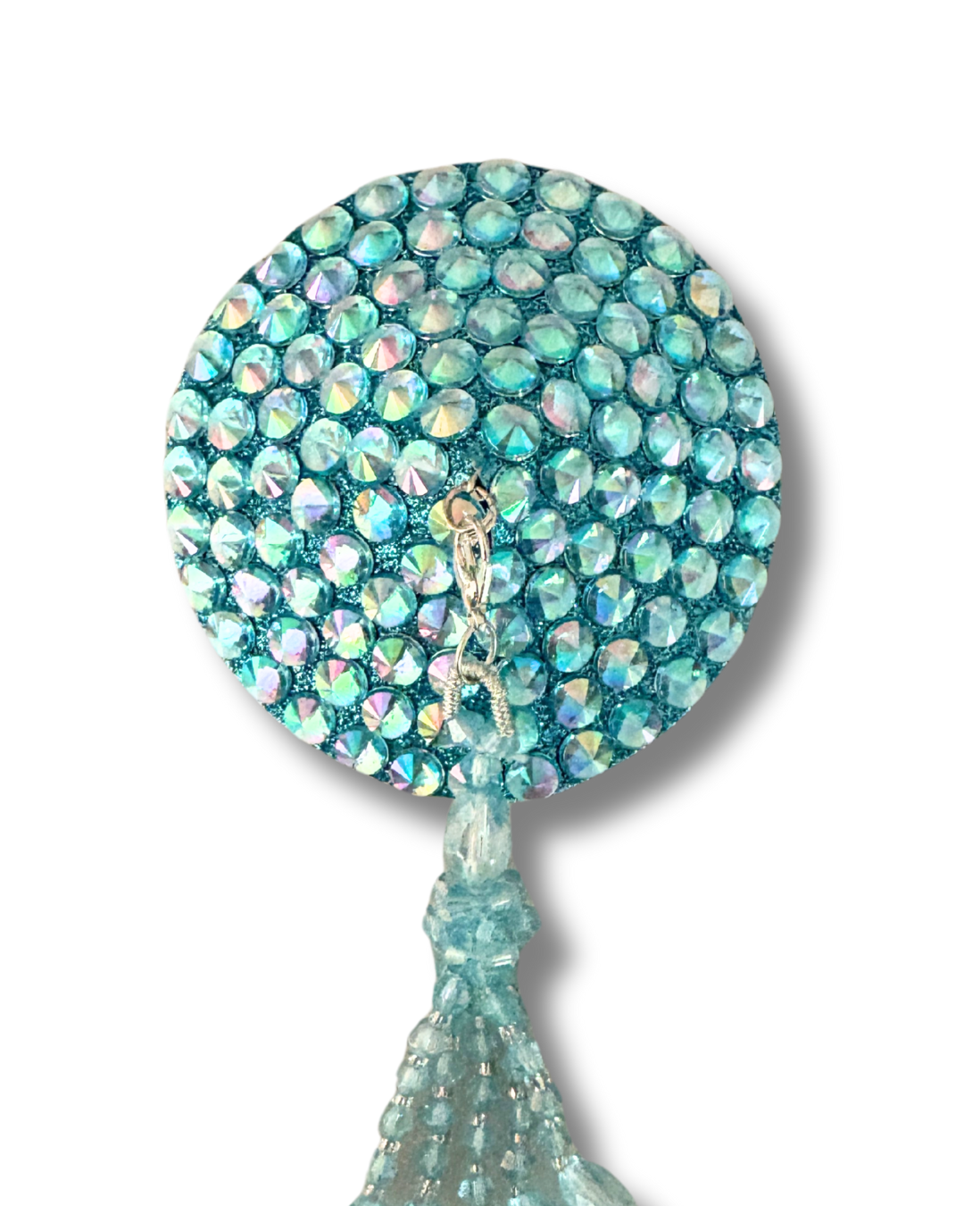 DITA VON TEESE Liberteese Aquamarine Shimmering Crystal Pasties with Removable Tassels (2pcs)