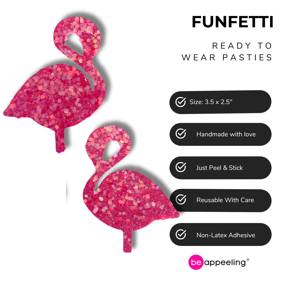 FLAMBOYANT - Large Glitter Flamingo Nipple Pasties Covers (2pcs) for Burlesque, Rave Pride, Lingerie, Festivals