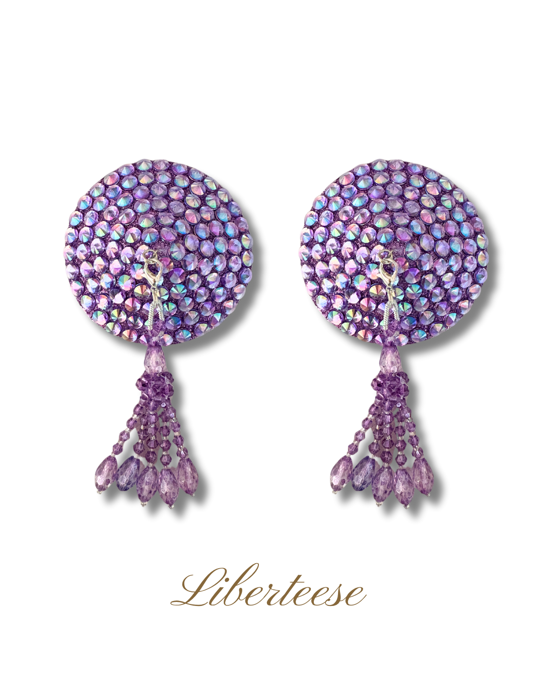 DITA VON TEESE Liberteese Lavender Shimmering Crystal Pasties with Removable Tassels (2pcs)