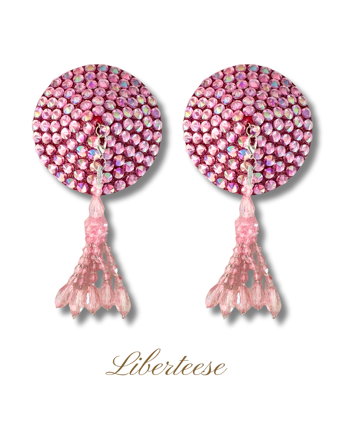 DITA VON TEESE Liberteese Pink Shimmering Crystal Pasties with Removable Tassels (2pcs)