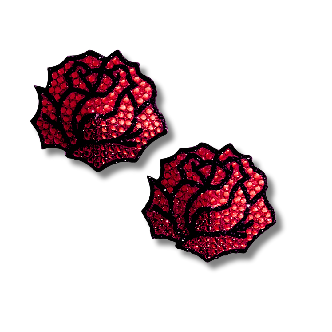 ROSEDALE Red Rose, Reusable Gem Nipple Pasties, Pasty (2pcs)