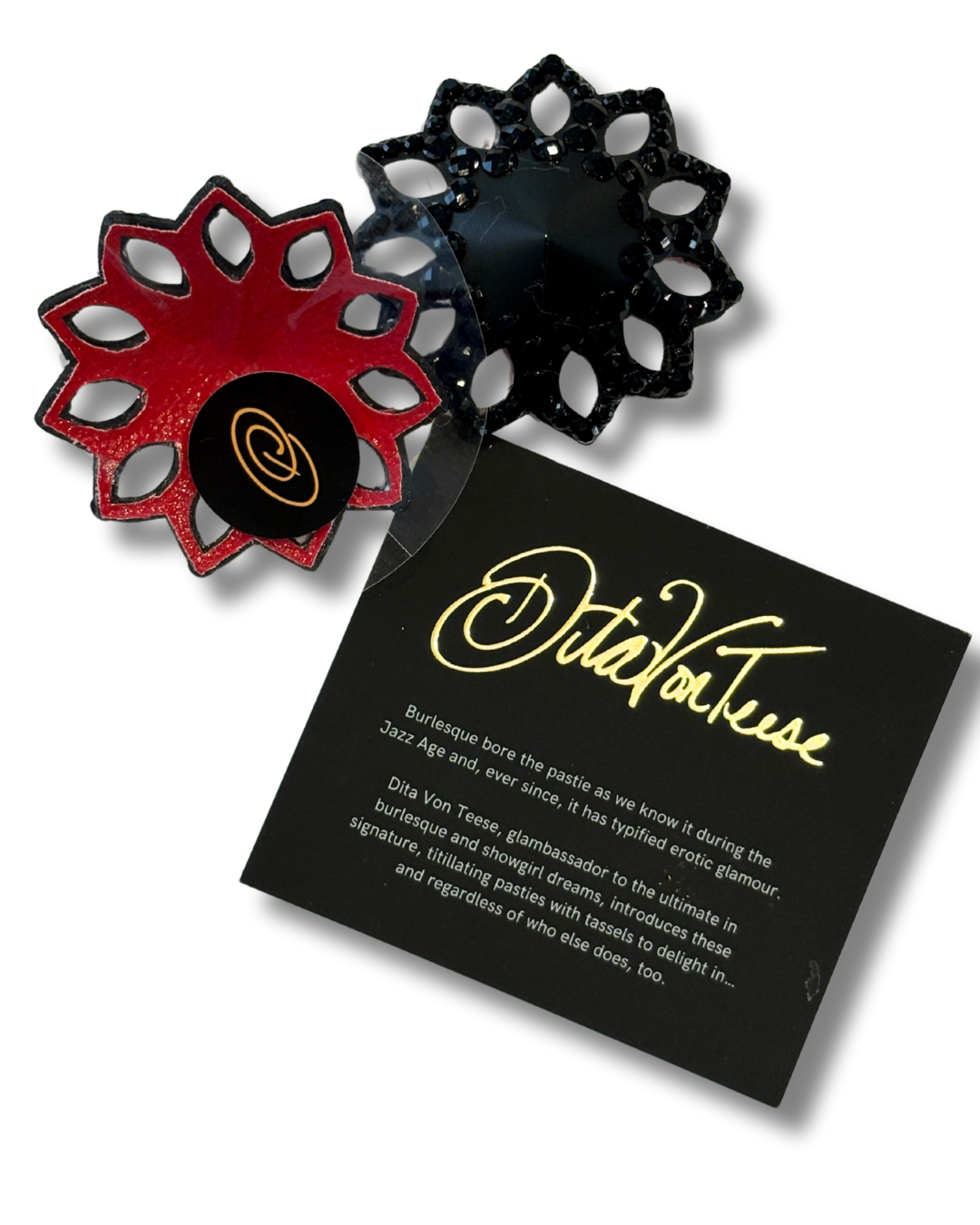 DITA VON TEESE Maitresse Faux Leather and Crystal Intricate Design Pasties (2pcs)