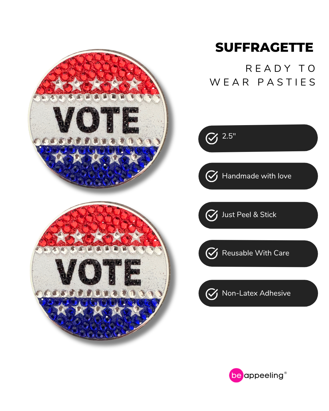 Dirty Martini x Appeeling SUFFRAGETTE Vote Nipple Pasties, Covers (2pcs) Appeeling