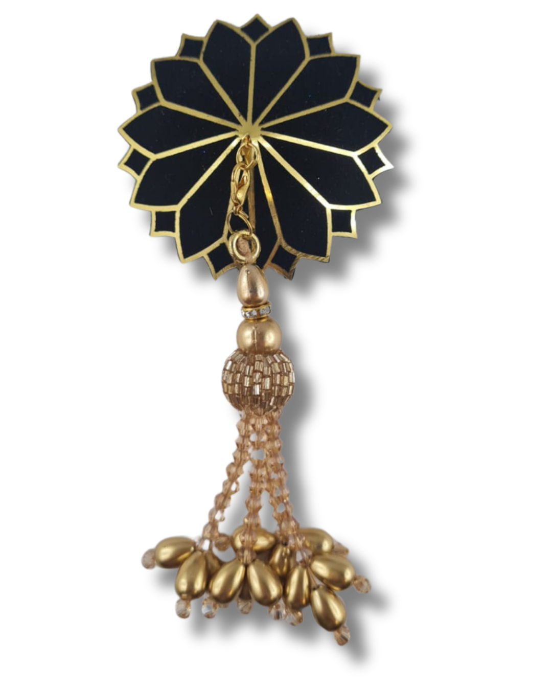 DITA VON TEESE Deco Dame (Black & Gold) Velvet and Gold Pasties With Removable Hand-Beaded Tassels (2pcs)