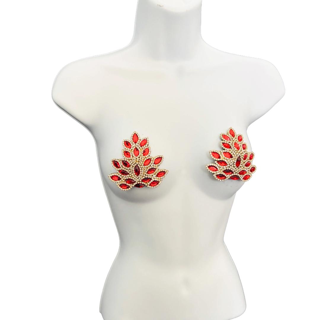 EMPRESS Ruby, Emerald or Sapphire and Rhinestone Pasties (2pcs)