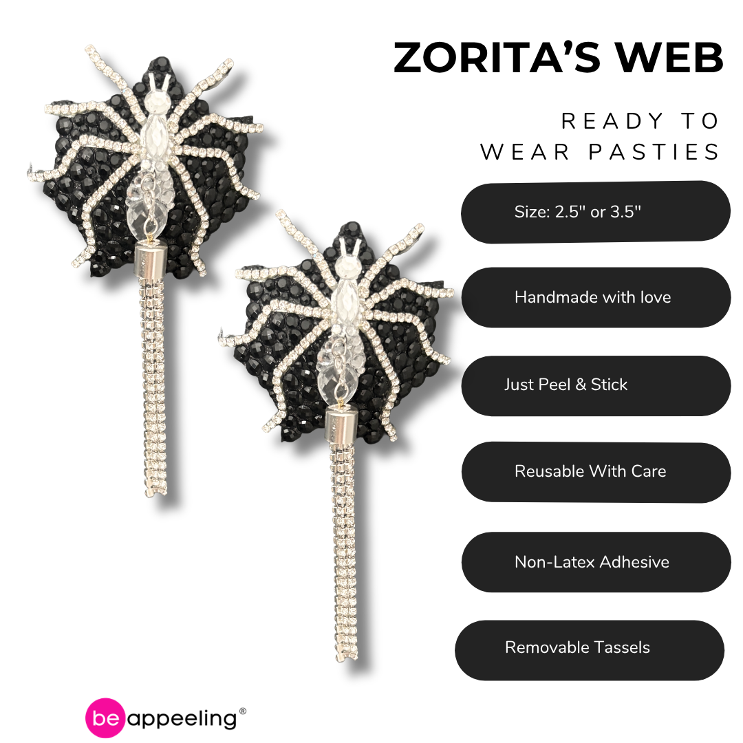 ZORITA’S WEB Spider Pasties Dirty Martini x Appeeling (2pcs) With Tassels Appeeling