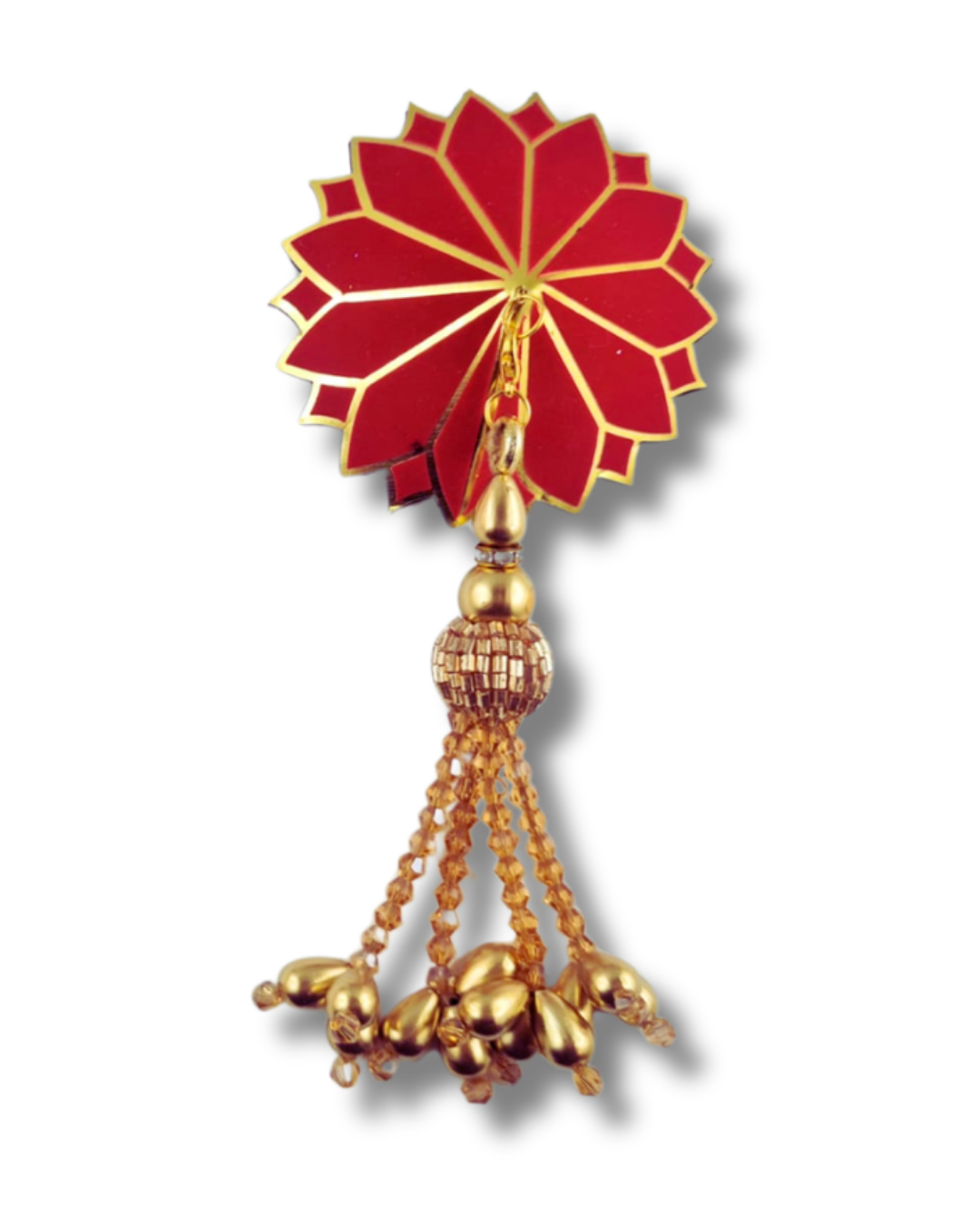 DITA VON TEESE Deco Dame (Red & Gold) Velvet and Gold Pasties With Removable Hand-Beaded Tassels (2pcs)