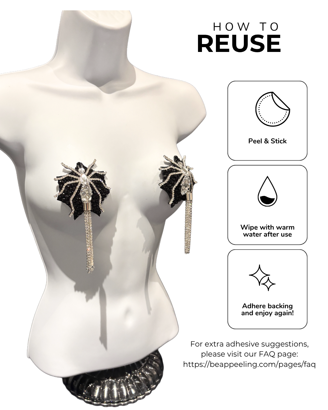 ZORITA’S WEB Spider Pasties Dirty Martini x Appeeling (2pcs) With Tassels Appeeling