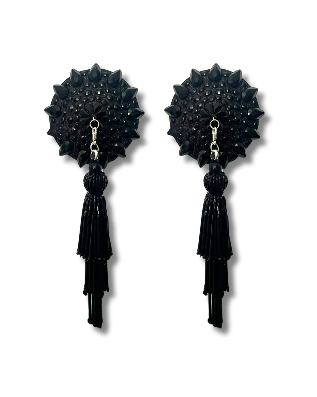 DITA VON TEESE Teesorama (Decadent Black) Glitter & Gem Pasties with Removable Hand-Beaded Tassels (2pcs)