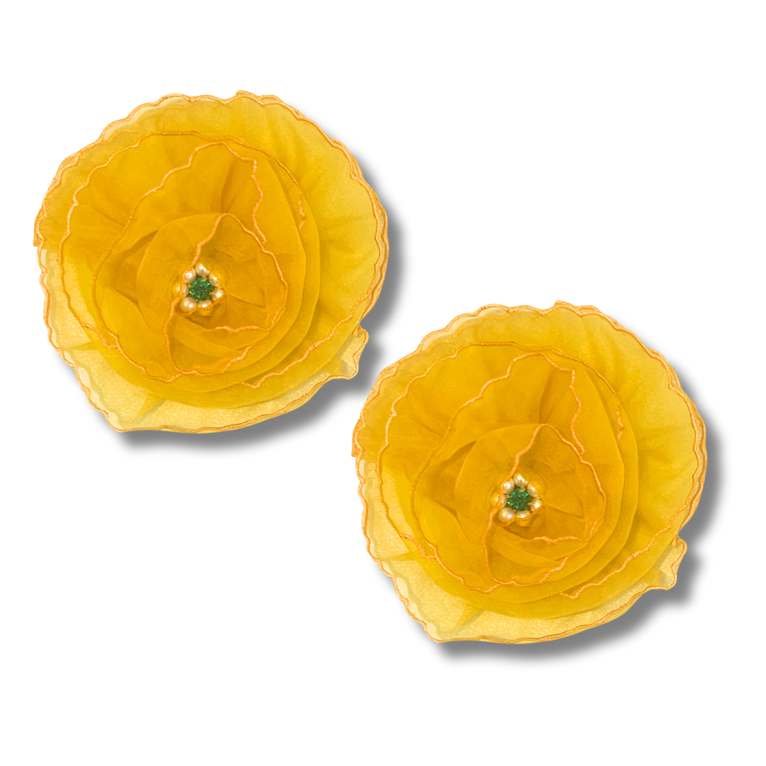 FLEUR TEASE -  Beautiful Yellow or Hot Pink Flower Nipple Pasties Covers (2pcs) with beaded centre. Large!