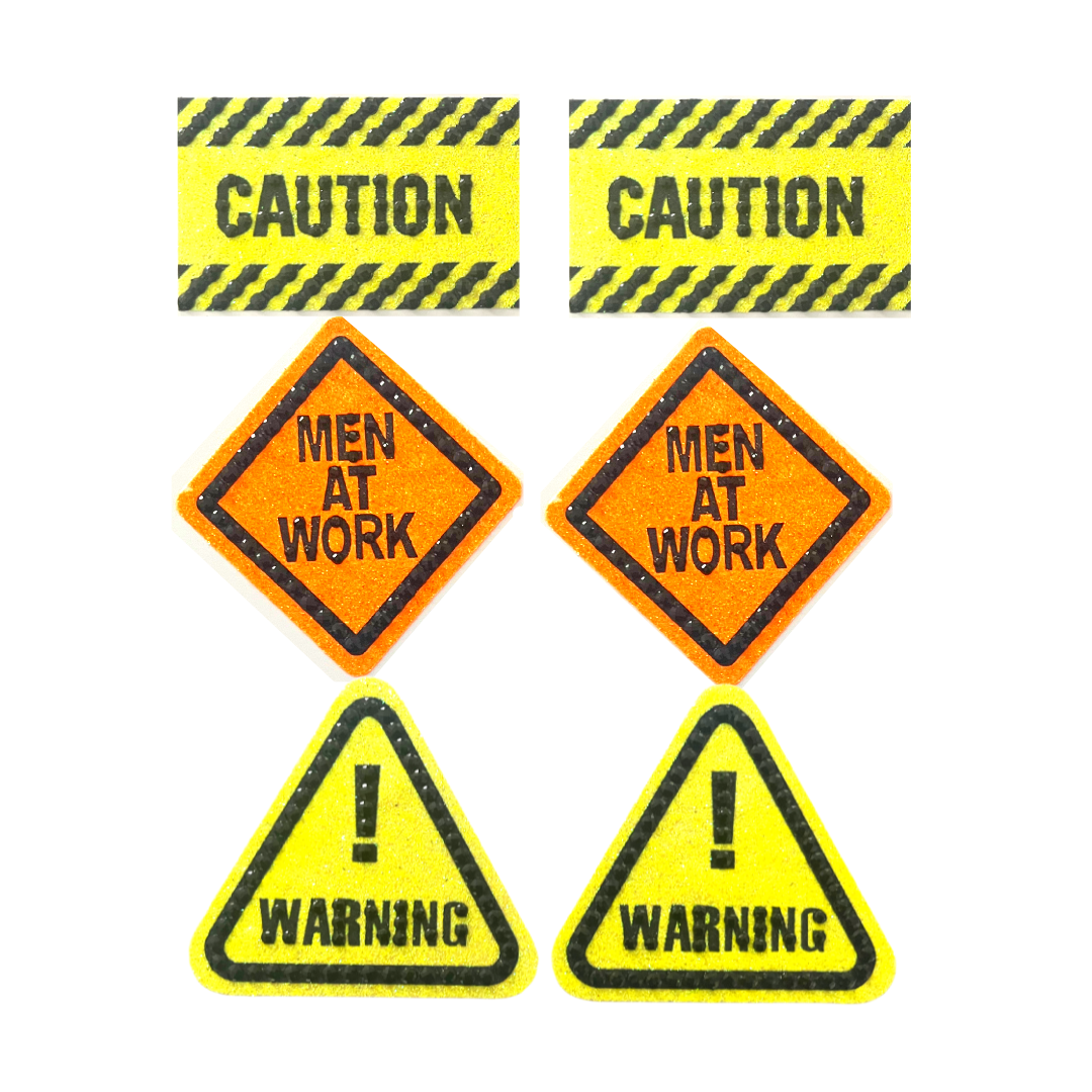 WARNING SIGNS Construction Theme Nipple Pasties, Covers (2pcs) for Lingerie, Body Art, Halloween, Burlesque, Festivals