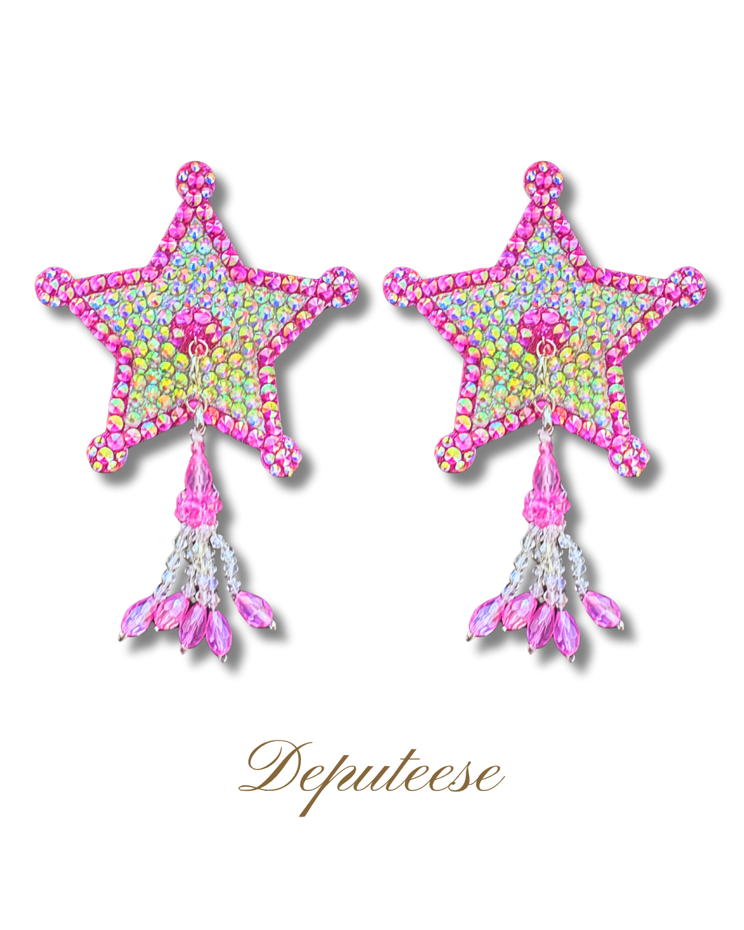 DITA VON TEESE Deputeese Pink Cowgirl Star Pasties with Removable Hand-Beaded Tassels (2pcs)