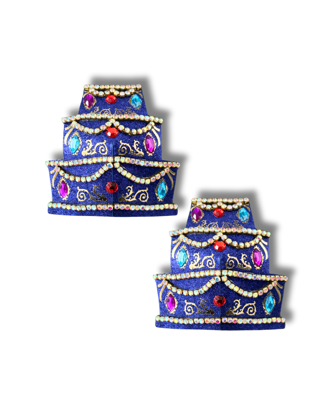 DITA VON TEESE Teesecake 3-Tier Cake Pasties in Shimmering Gold Glitter & Crystals (2pcs) - LIMITED EDITION