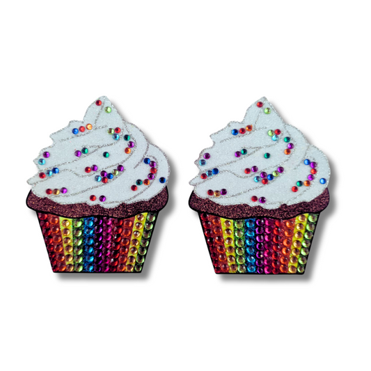 BIRTHDAY BABE - Sprinkles Cupcake Glitter & Gem Nipple Pasty, Nipple Cover (2pcs) for Lingerie Festivals Carnival Burlesque Rave Birthday