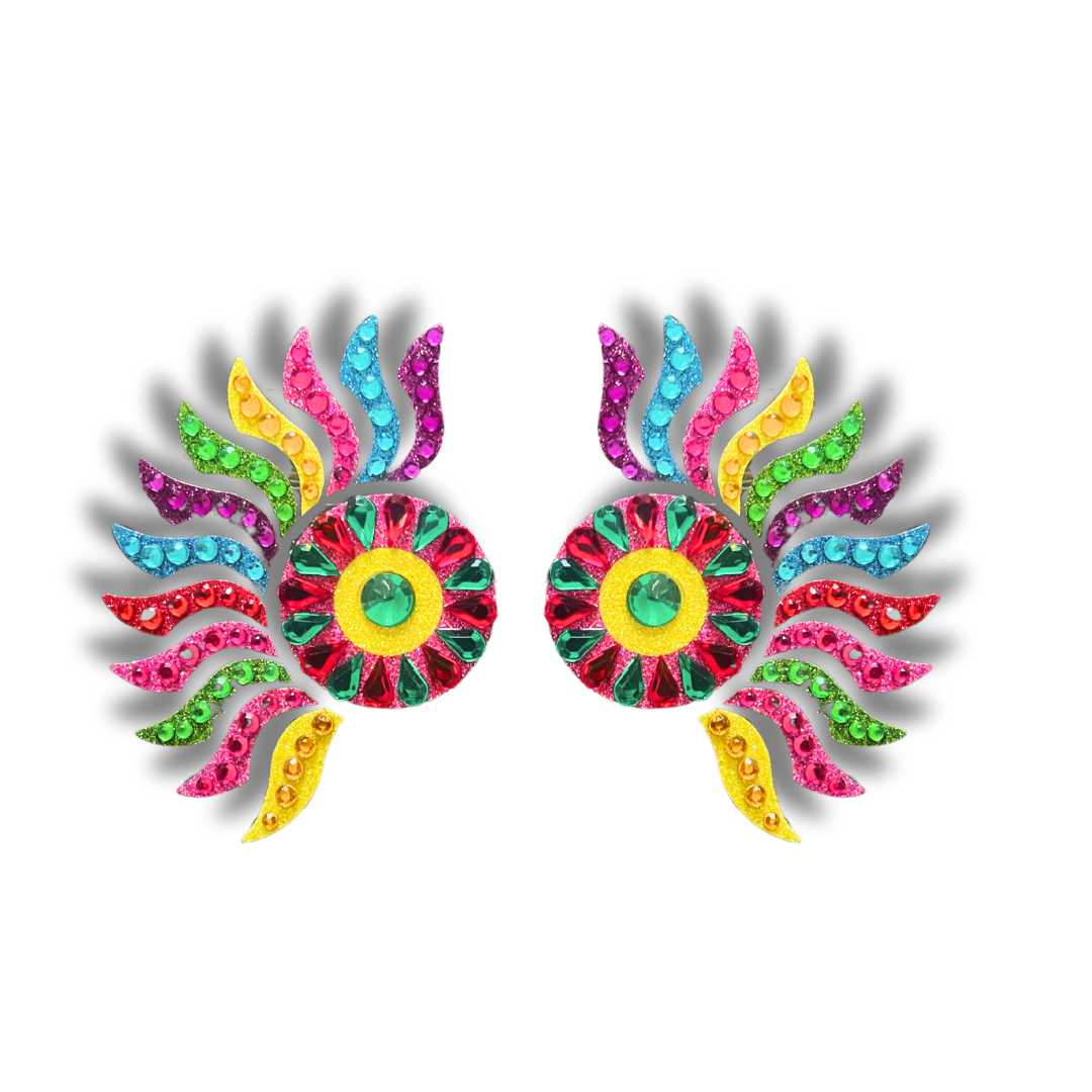 CARNIVAL - Glitter &amp; Gem Carnival Fan Nipple Pasties, Covers (2 pcs) pour les festivals, Raves Carnival Burlesque Lingerie