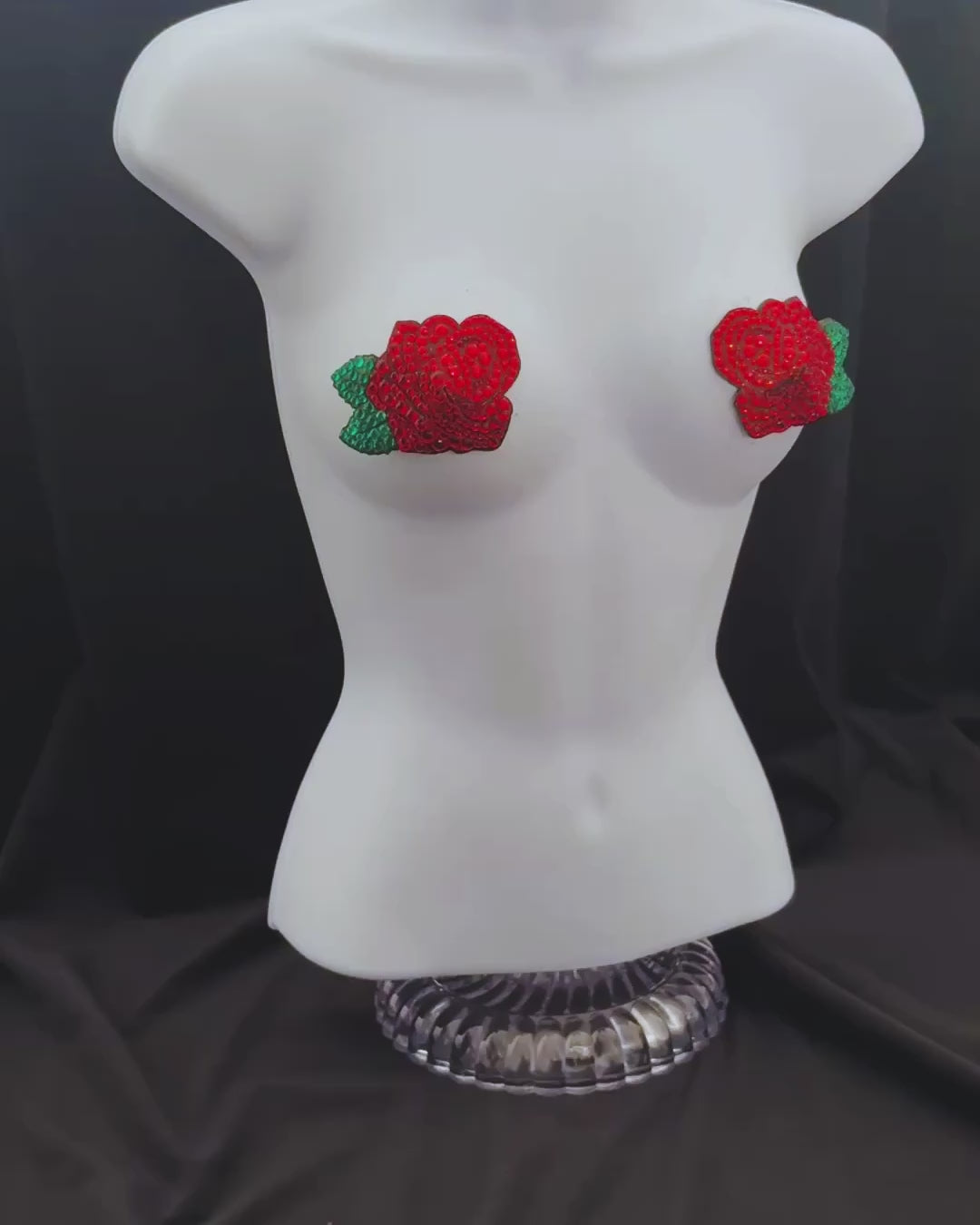 ROSEDALE Red Rose, Reusable Gem Nipple Pasties, Pasty (2pcs) Showgirl Bling Appeeling