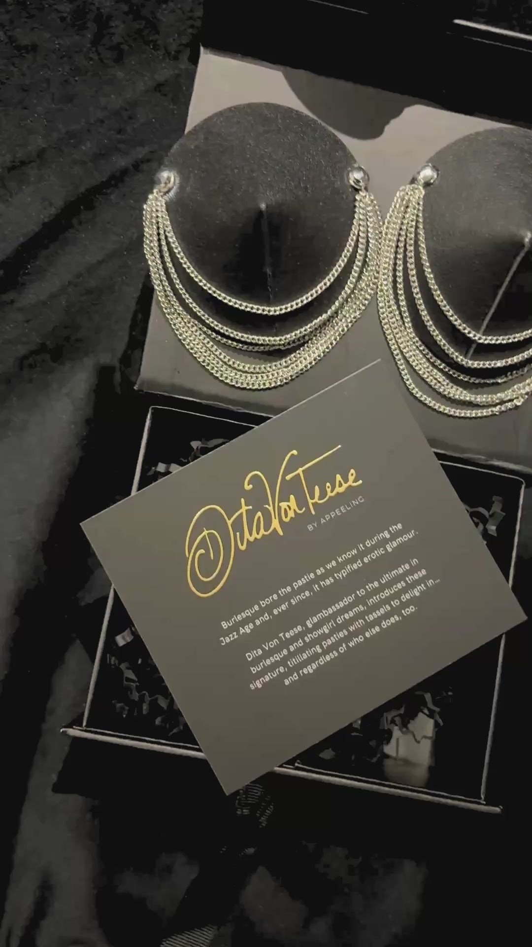 DITA VON TEESE TRYST Leather Conical Pasties with Gold or Silver Metallic Chains (2pcs) Appeeling