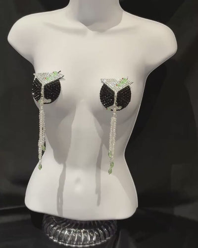Iconic TASSEL-TINI Dirty Martini Pasties, Nipple Tassels (2pcs) With Crystal Tassels Appeeling