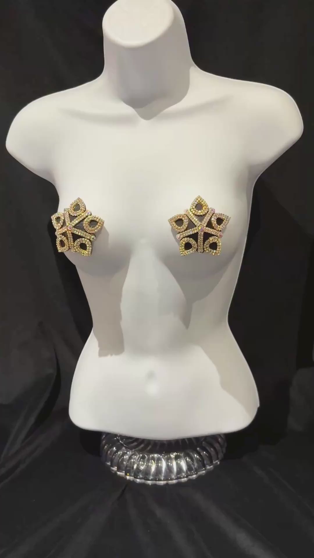 DITA VON TEESE MARQUISE DE TEESE Gold or Black Silk Star Pasties with Rhinestones (2pcs) Appeeling