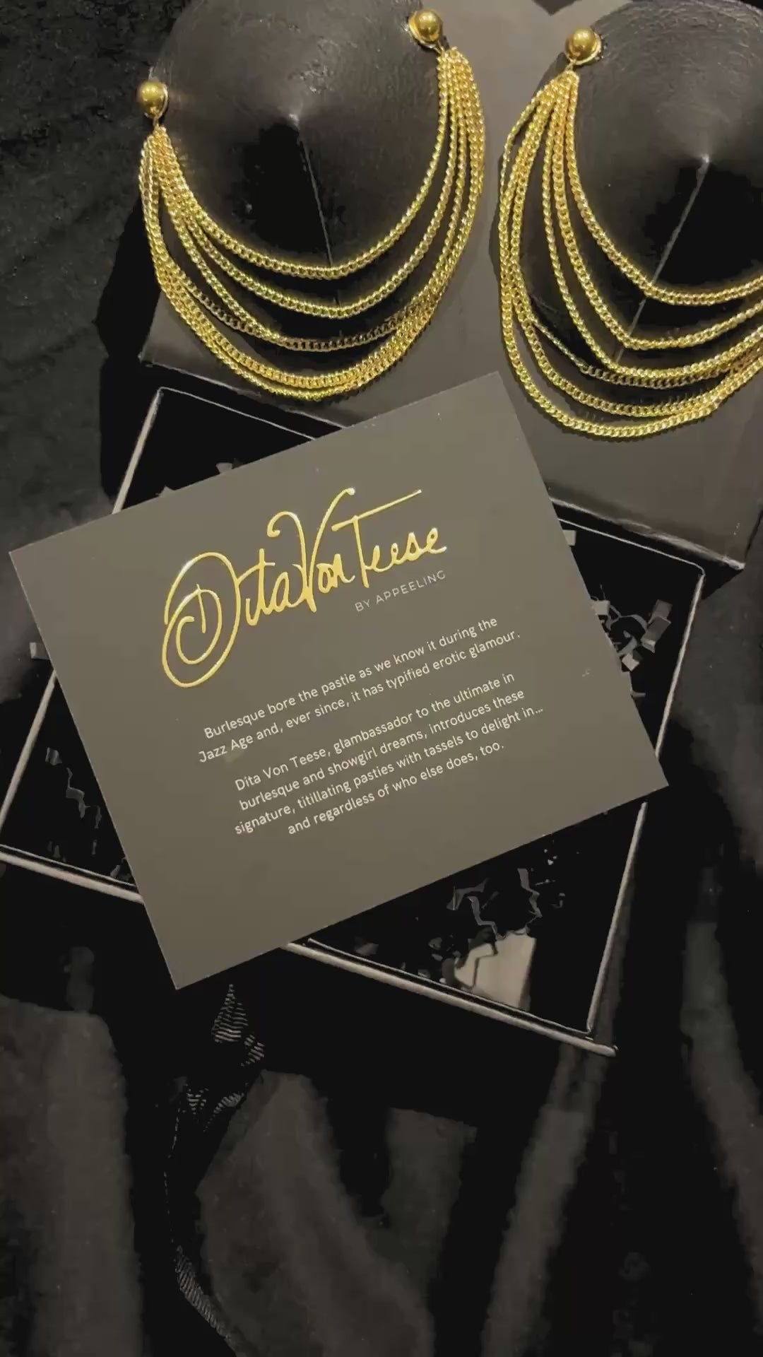 DITA VON TEESE TRYST Leather Conical Pasties with Gold or Silver Metallic Chains (2pcs) Appeeling