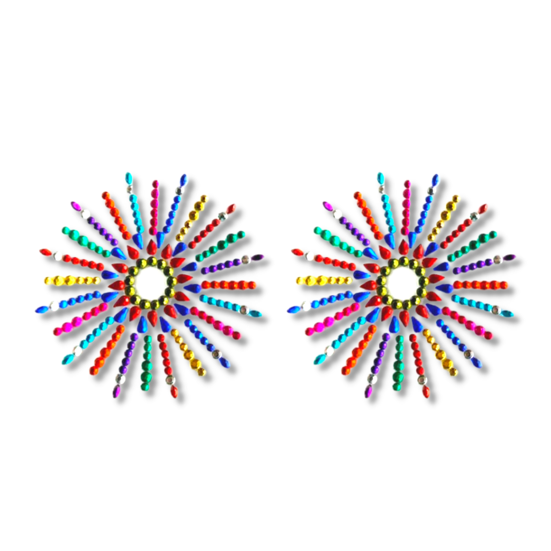 RAY BOW Pride Rainbow Colorful Nipple Pasty, Covers and Belly art (2pcs) pour les festivals de lingerie Burlesque Rave Pride